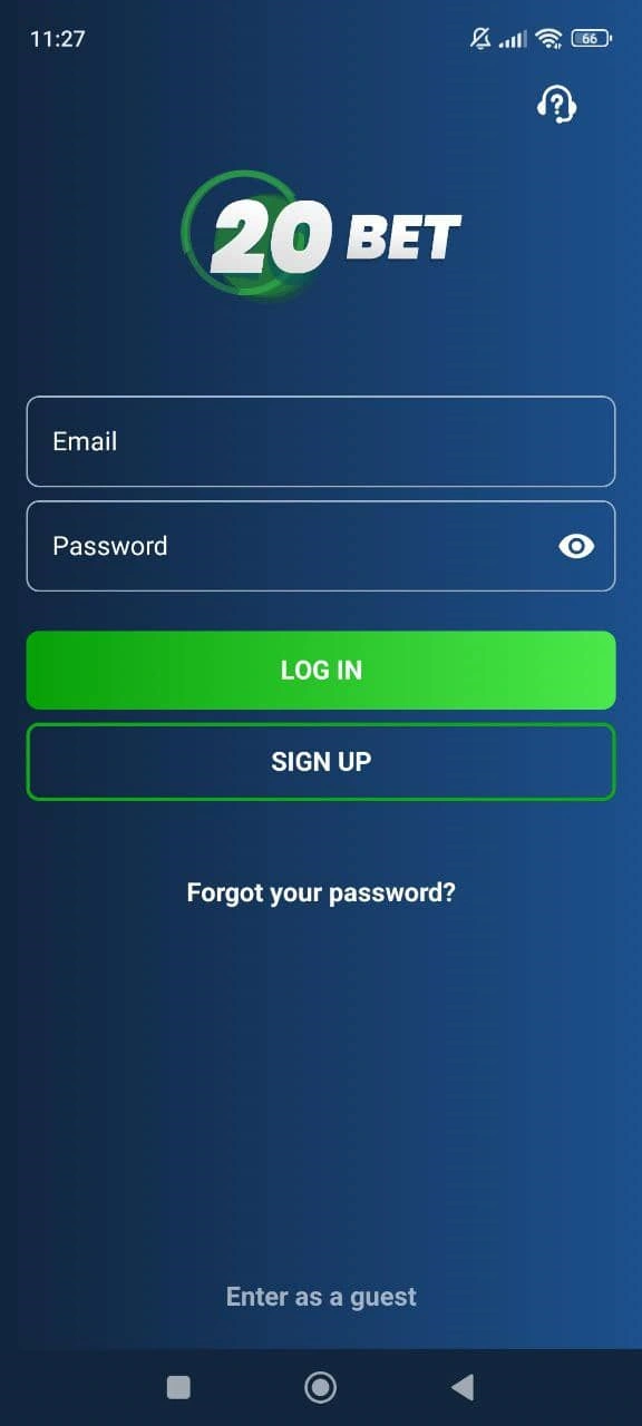 Screenshot dell'app bet 20